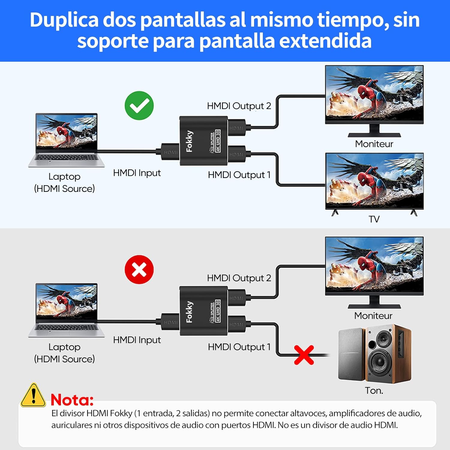 Thumbnail 1 de Aluminio Splitter HDMI 1x2 4K