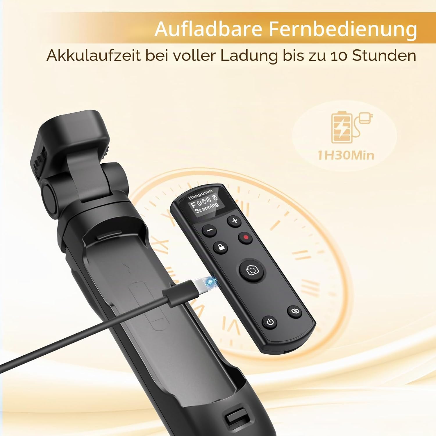 Detalle de Kompatibles Fujifilm Mini-Stativ mit aufladbarer Fernbedienung und Focus/Zoom für Vlogging