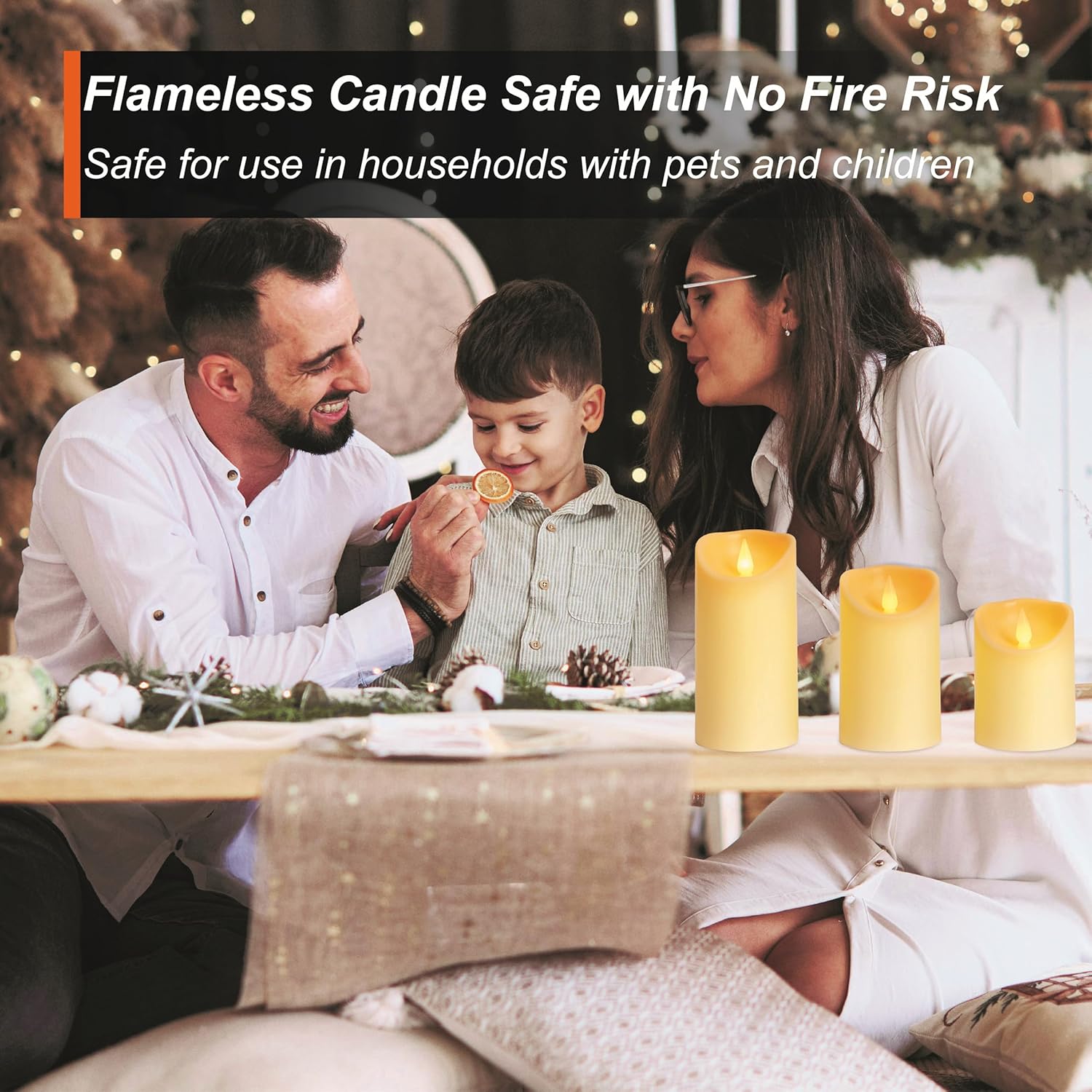 Thumbnail 4 de Auralome LED Electric Timer Candles (Set of 3) with Remote – Battery-operated plastic pillar candles with realistic flicker