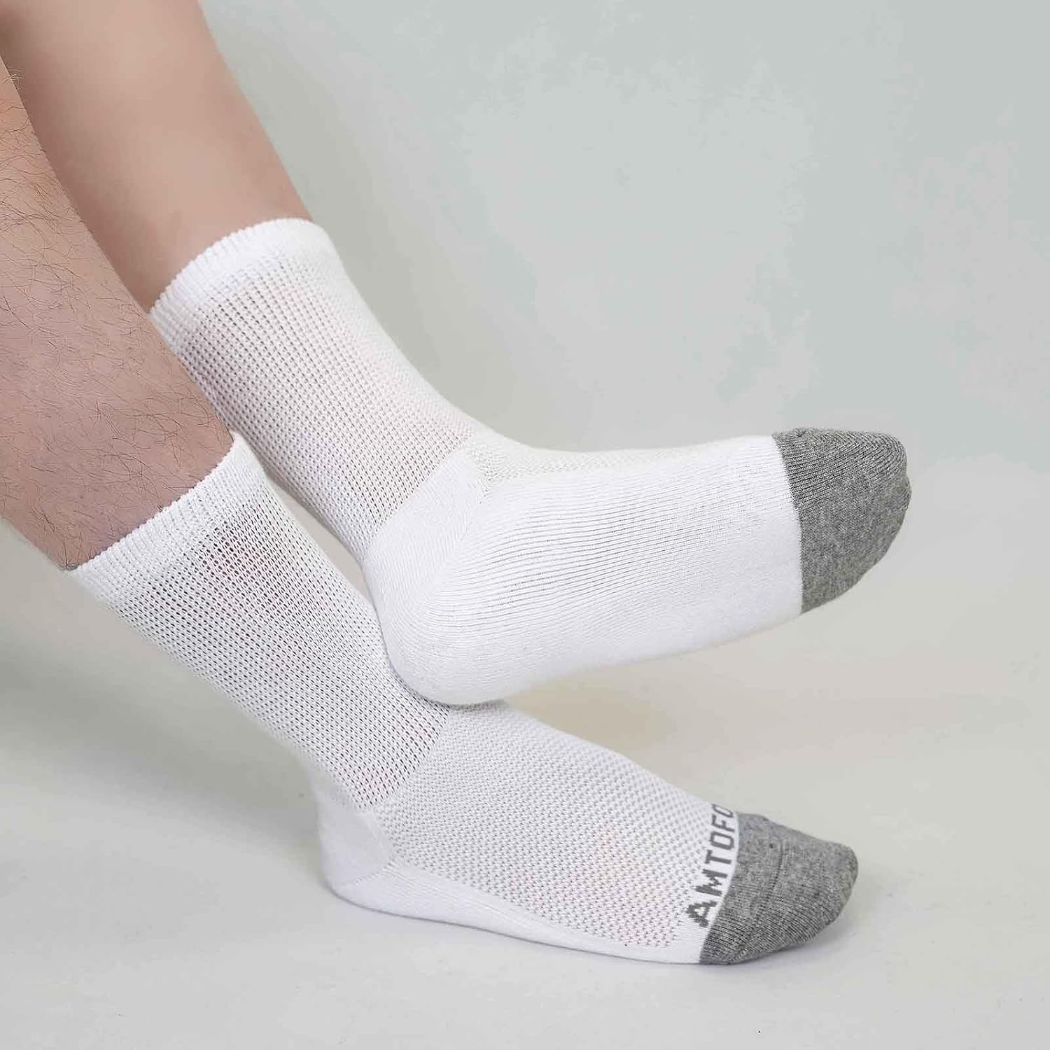 Thumbnail 6 de LOFIR calzini diabetici da uomo in cotone senza cuciture, suola imbottita e fascia extra larga (4 paia) Nero/Bianco/Grigio, taglia 39-50