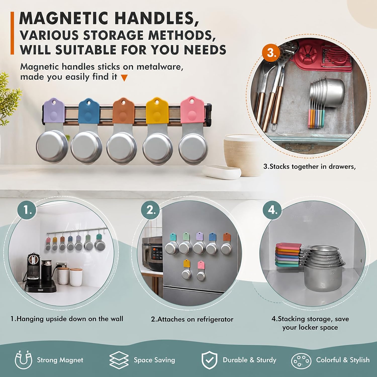Thumbnail 4 de XSNBRD Magnetic Measuring Cup Set, Stainless Steel