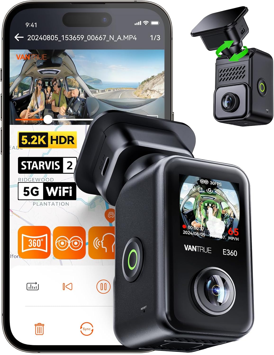 Detalle de VANTRUE E360 DashCam 5.2K