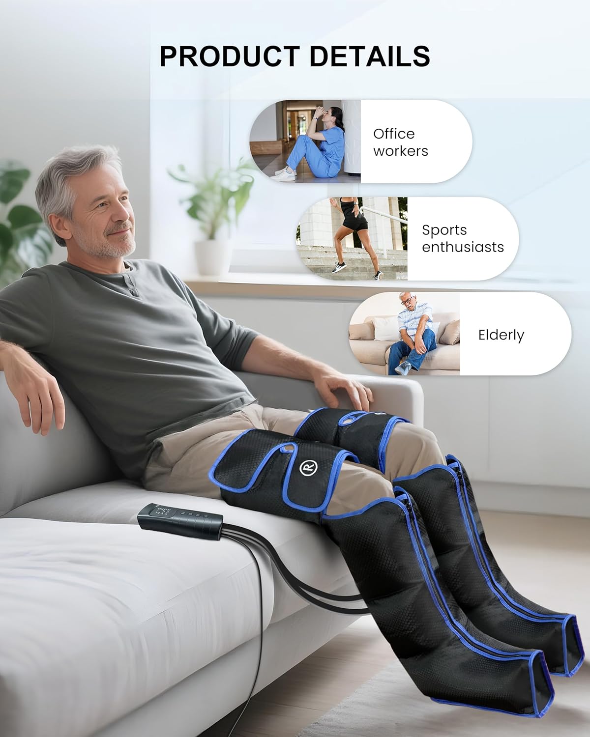 Thumbnail 6 de COMFIER Beinmassagegerät mit Wärme & Kompression (3-in-1) – 6 Modi, 3 Intensitätsstufen