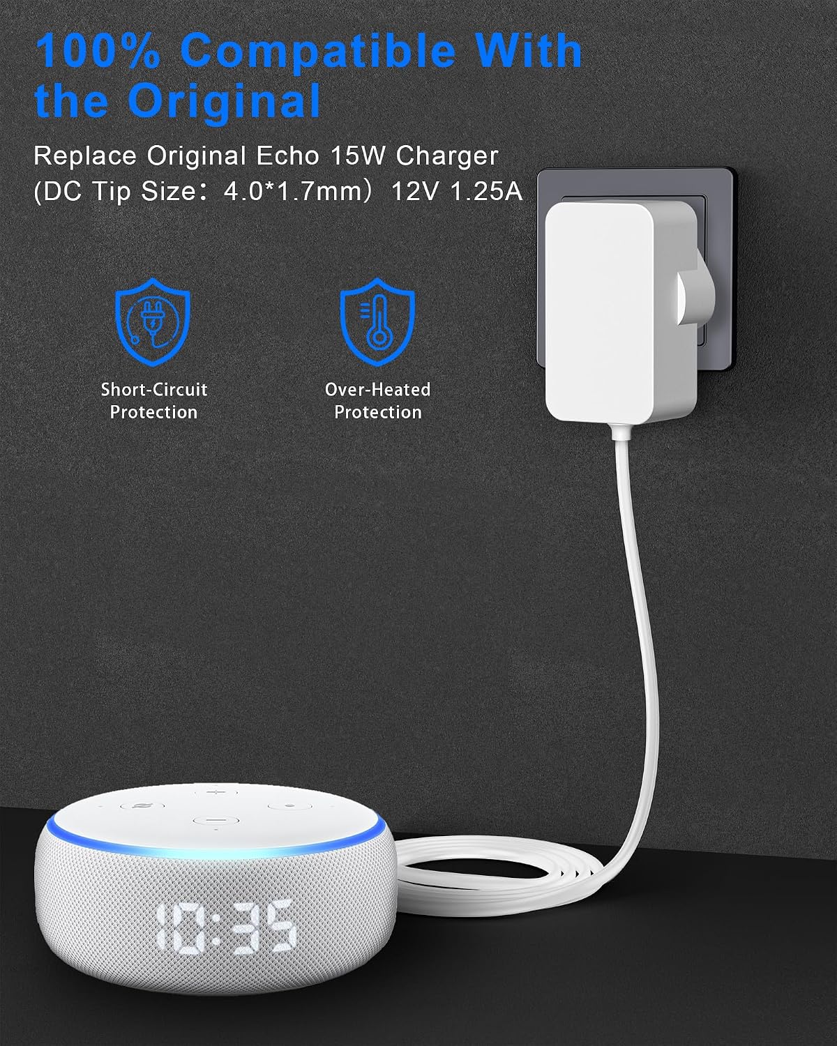 Thumbnail 3 de Binamao 12V 1.25A 15W power supply for Echo Dot