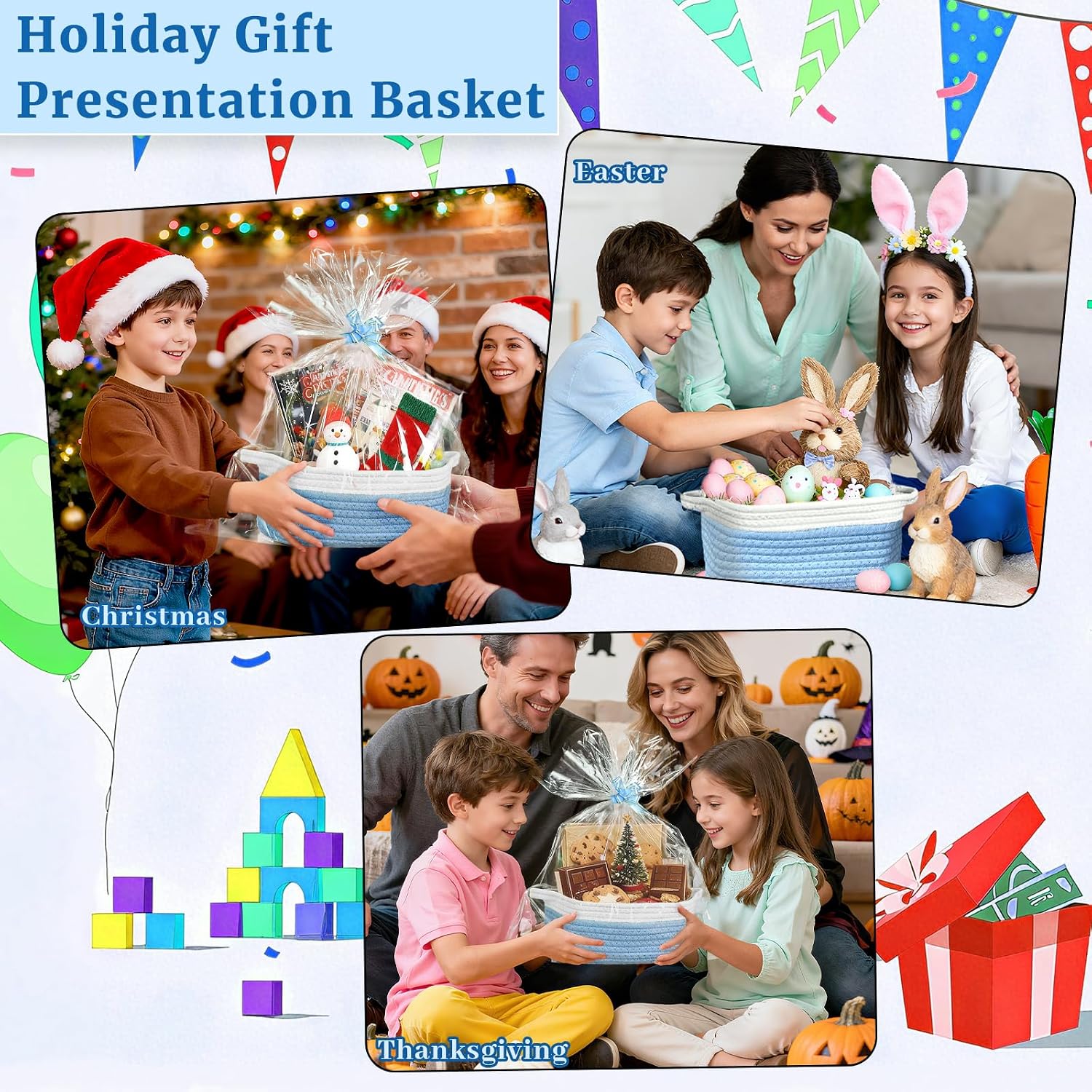 Thumbnail 6 de Succwoah Cotton Rope Gift Baskets, 12 x 8 x 5 in