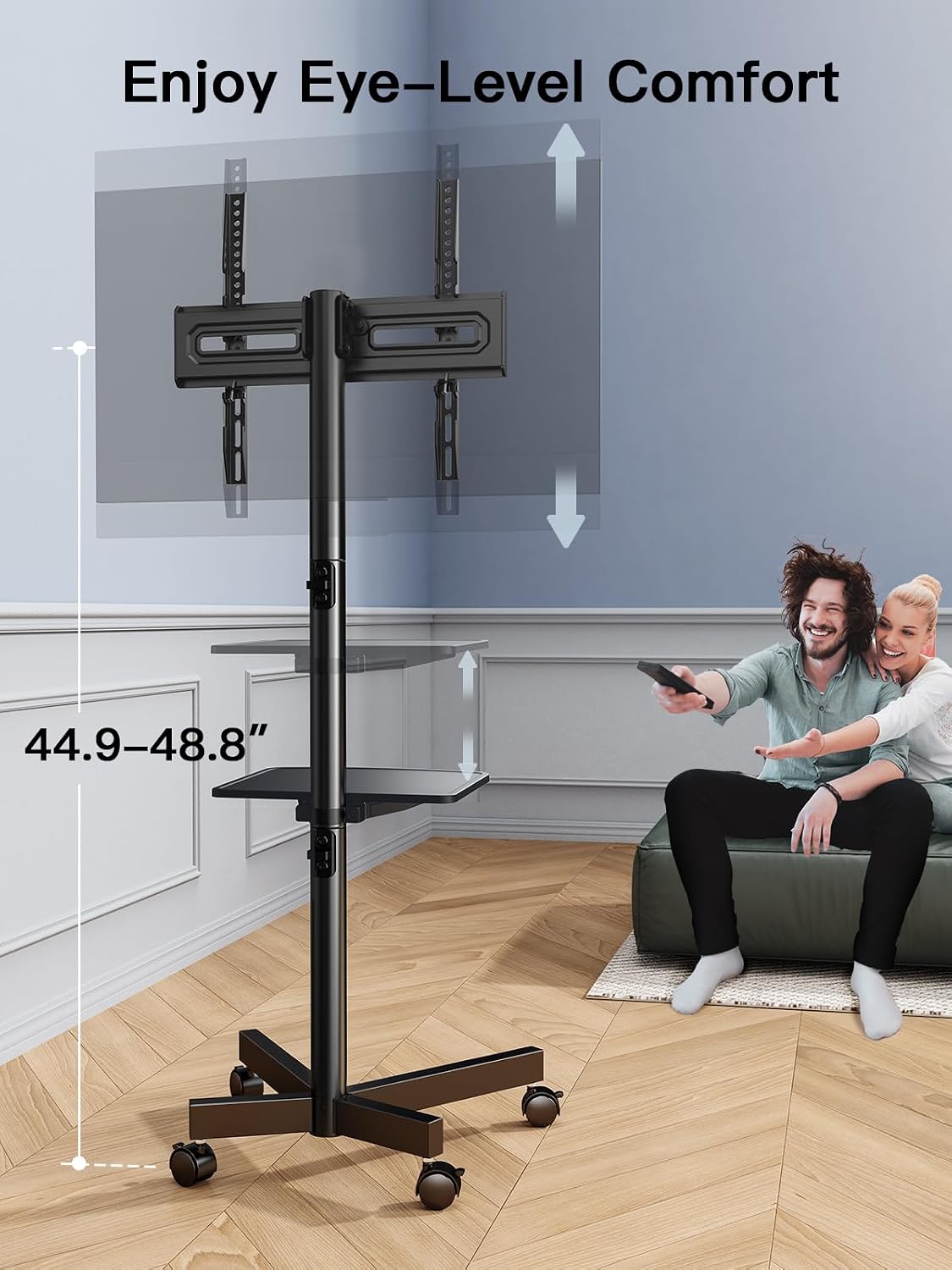 Thumbnail 3 de PERLESMITH PSTVMC04 Rolling TV Stand on Wheels (23–60 Inch) for Flat/Curved Screens