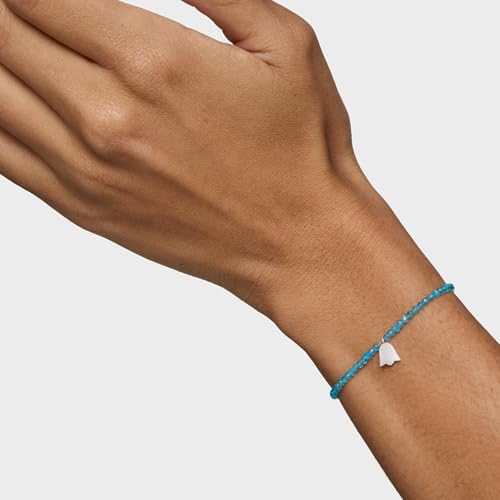 Thumbnail 5 de TOUS Pulsera Elástica Motivo Tulipán en Plata de Primera Ley con Bolas Facetadas de Apatito Neón (17 cm)