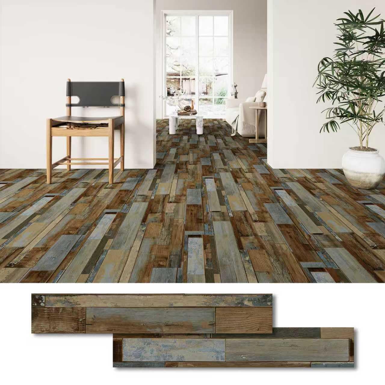 Detalle 2 de GreenFullHouse Floor Tiles Self Adhesive – 37 Pieces, 5.02㎡, Rustic Blue