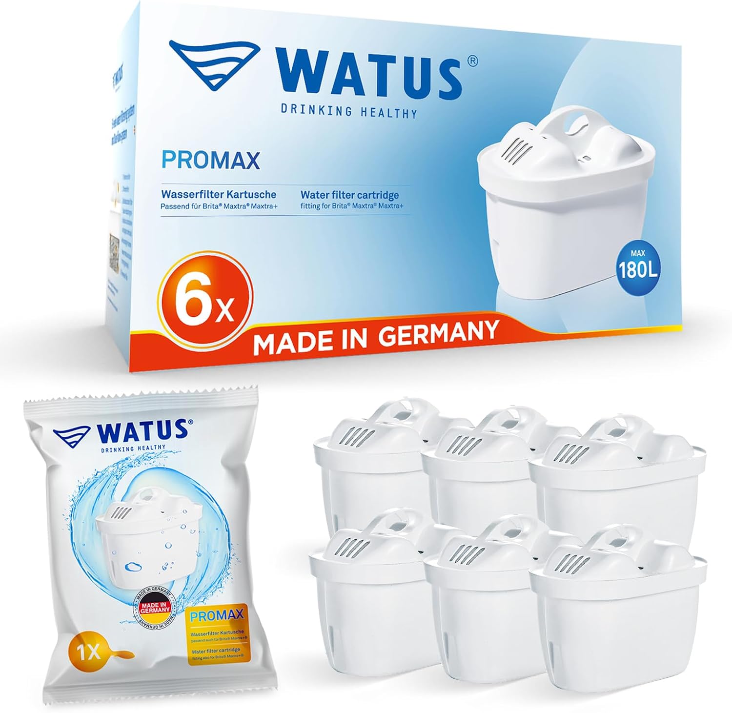 Detalle de Watus Filterkartusche für Brita Marella – Ersatz kompatibel mit Maxtra+ Plus / Maxtra Pro (6)