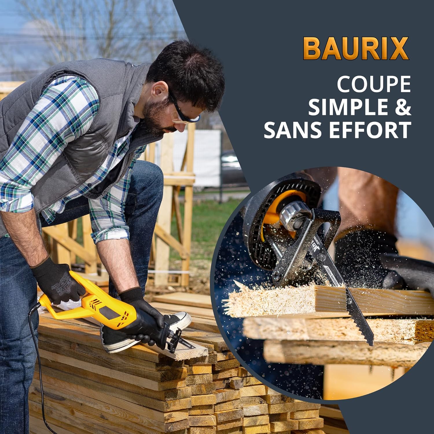 Detalle 2 de BAURIX® Lames de Scie Sabre SHARK® – Ensemble 35 pièces pour coupe rapide et nette