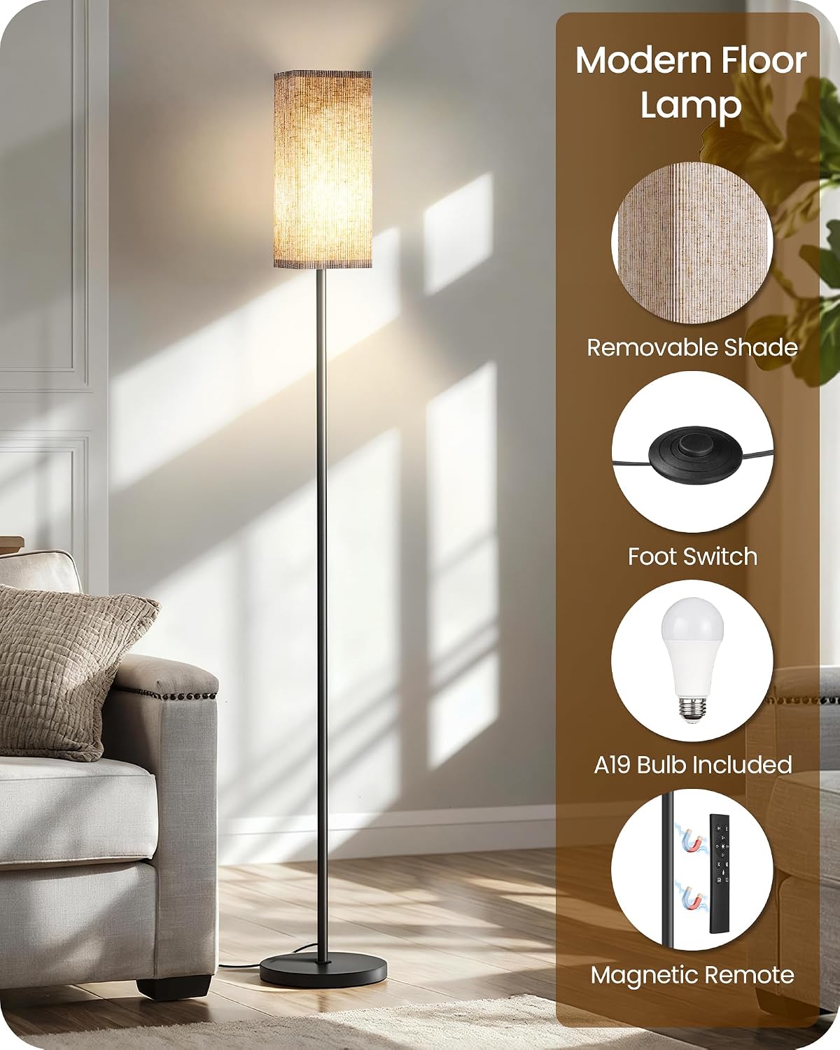 Thumbnail 6 de GOEBLESON BP-F004S 64.2-Inch Dimmable Floor Lamp with Remote