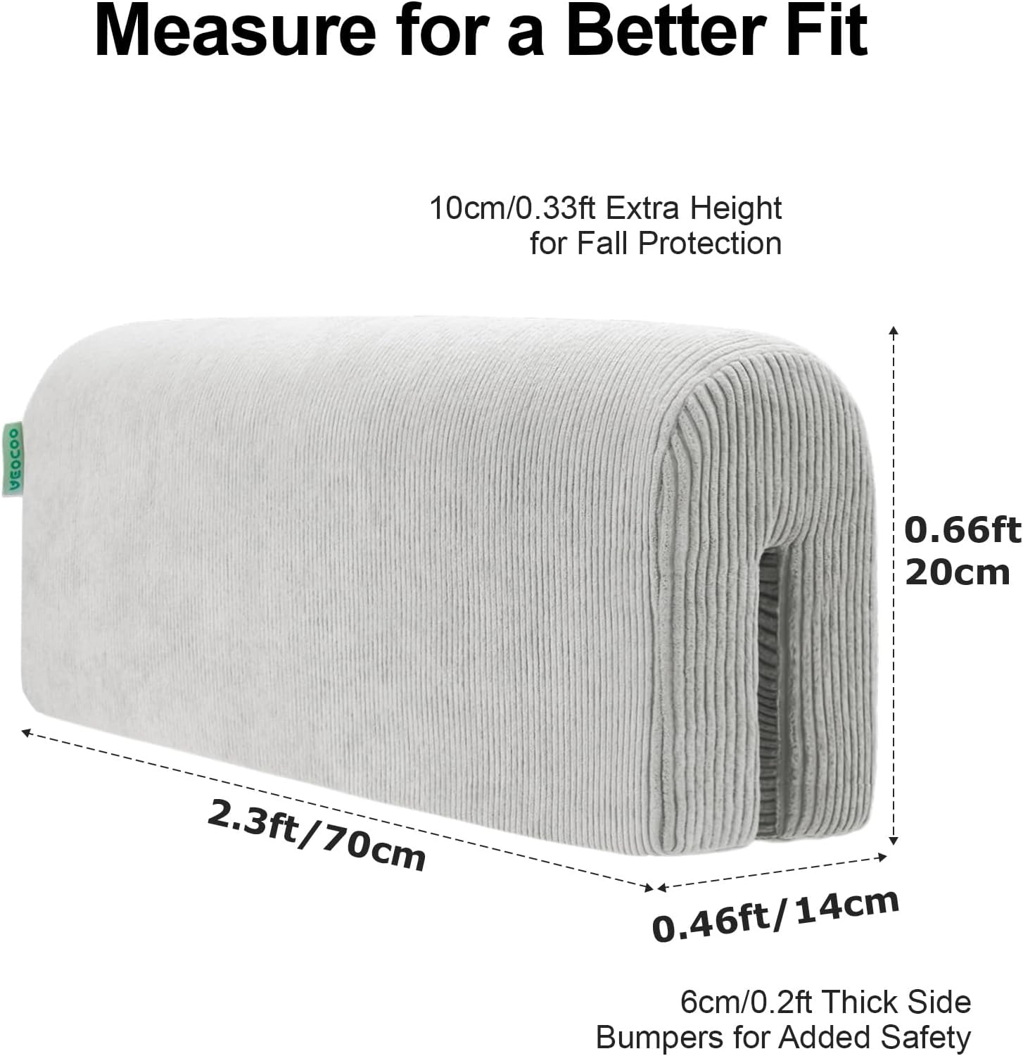 Thumbnail 2 de AEOCOO Bed Rail Bumper for Toddlers – 20cm High, 70cm, Grey