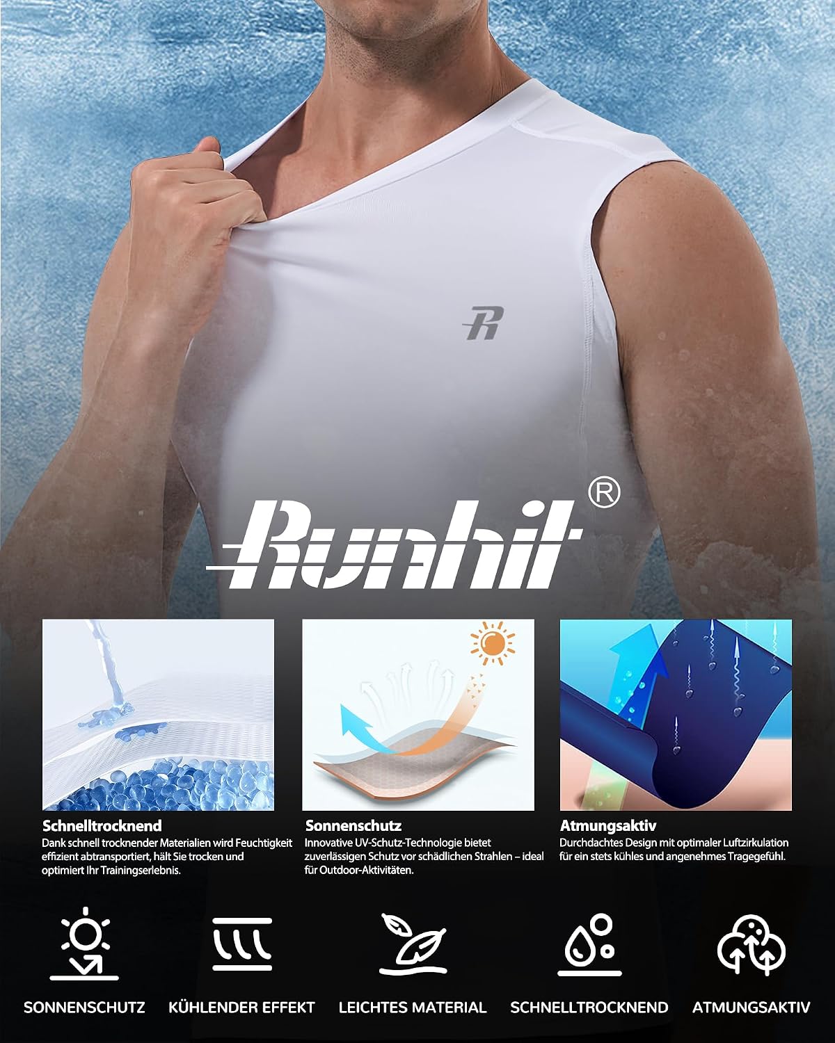 Thumbnail 5 de Runhit Kompressionsshirt Herren Tank 4-Wege-Stretch
