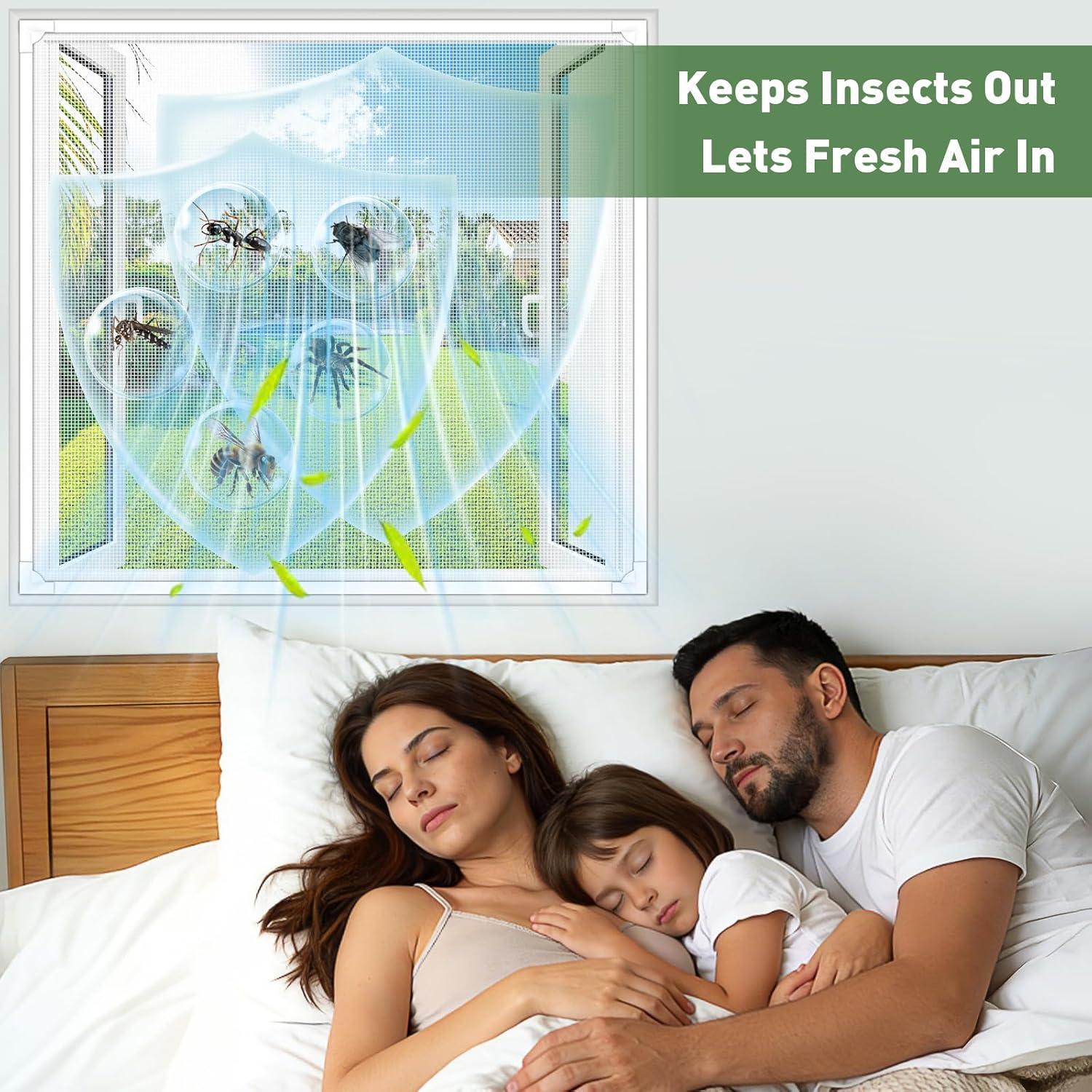 Thumbnail 3 de OWYR Magnetic Fly Screens for Windows (Fit Max 151x180cm) – Adjustable DIY Magnetic Strip Insect Net, White Frame