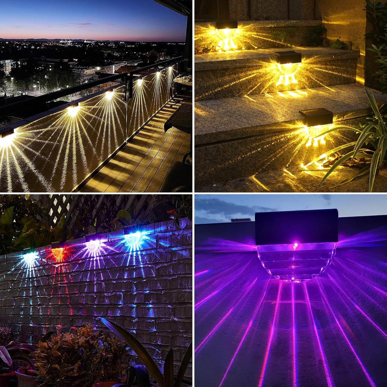 Detalle 2 de YIKANWEN 6er Solarleuchten für Außen – LED-Gartenlampen mit 2 Modi (Warmweiß & Farbwechsel) für Terrasse, Weg, Stufen