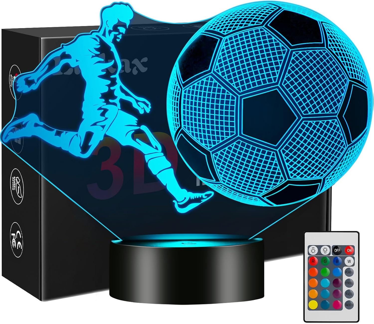 Detalle de Linkax Fussball 3D Nachtlicht 16 Farben 🏅