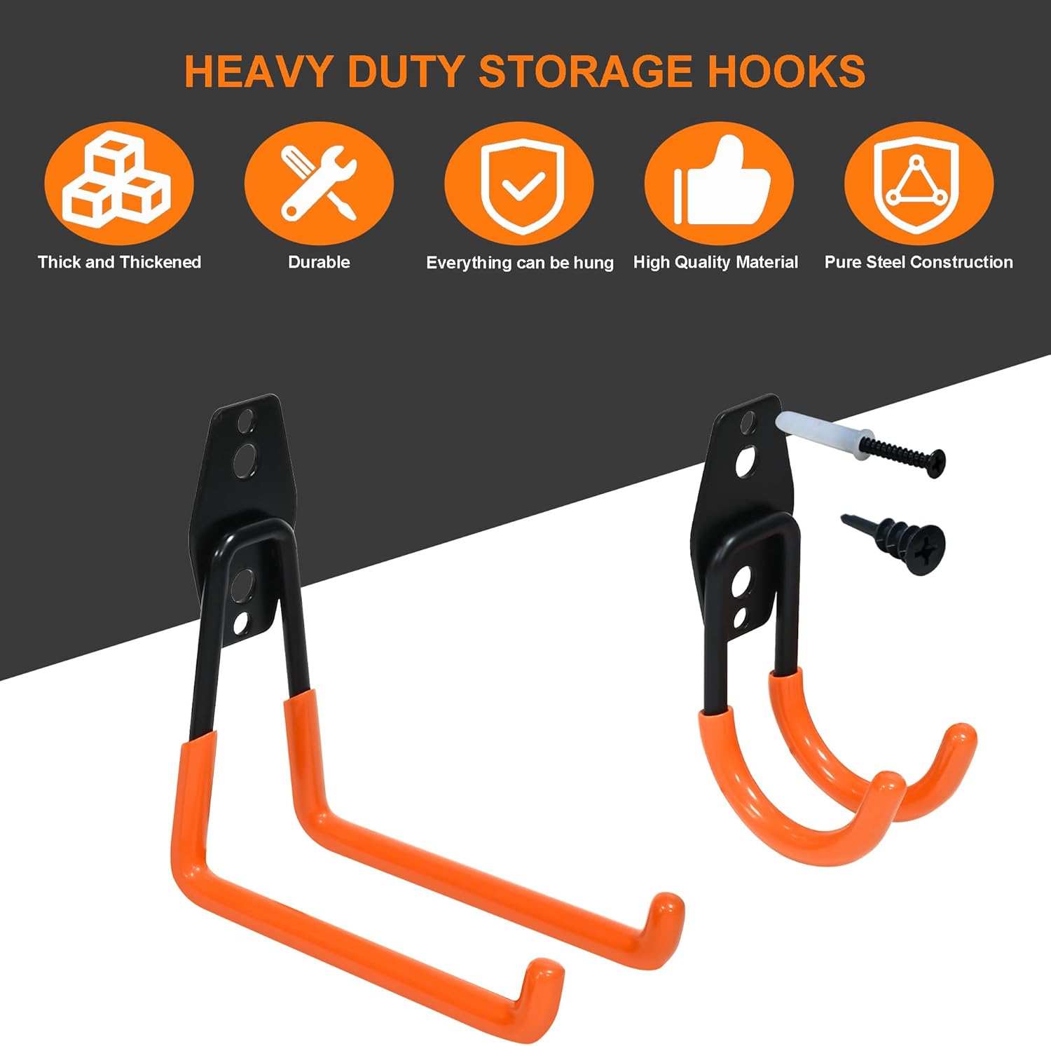 Thumbnail 2 de TECHSHARE Garage Hooks 12 Pack Heavy Duty Wall Hooks