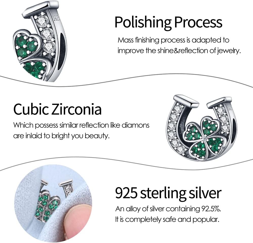 Thumbnail 4 de TINSLO Charm Anhänger Damen aus 925 Sterling Silber mit Zirkonia – für Pandora-Style Armbänder & Ketten (B9)