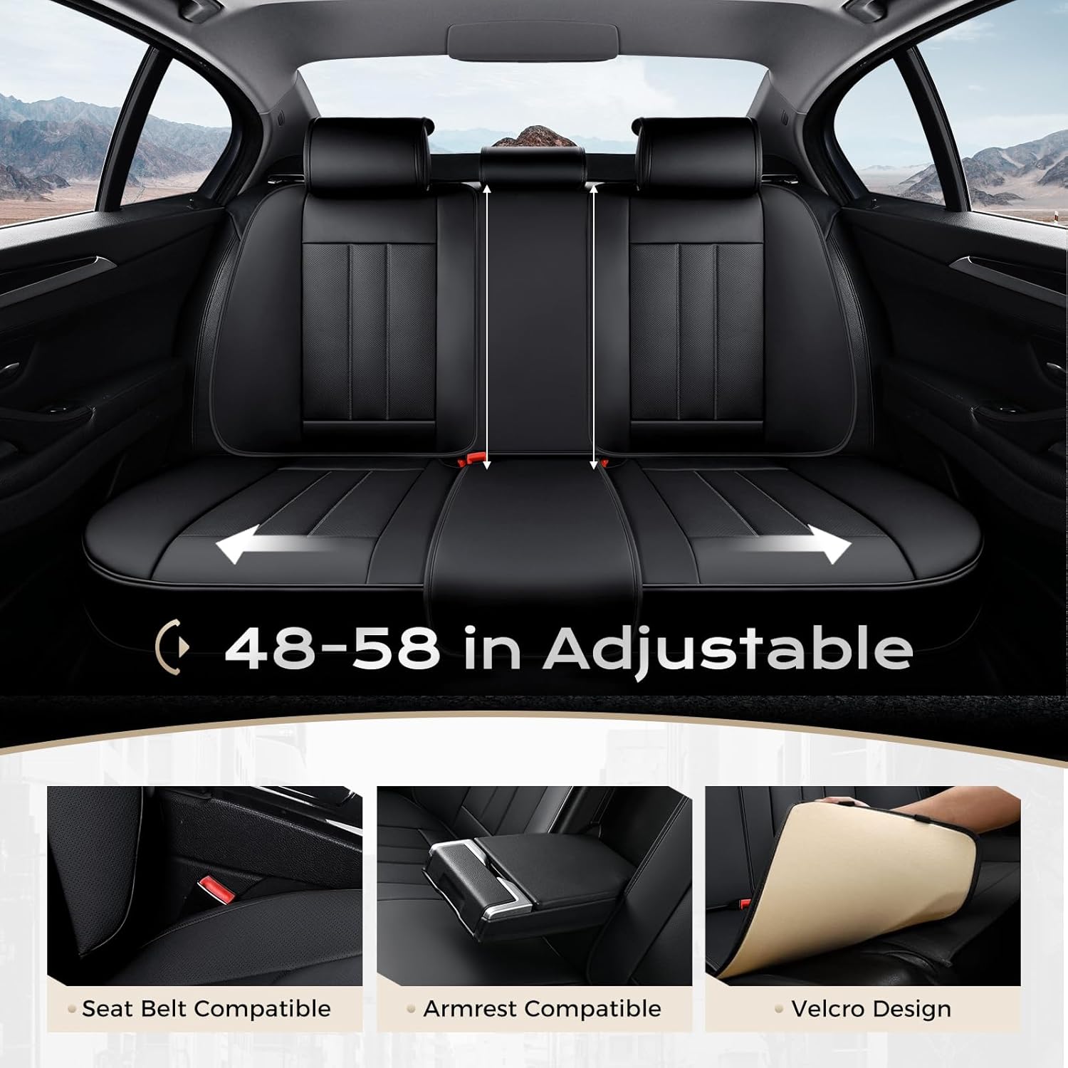 Thumbnail 6 de Coverado Car Seat Cover: Premium Nappa Leather Universal Full-Seat Protection