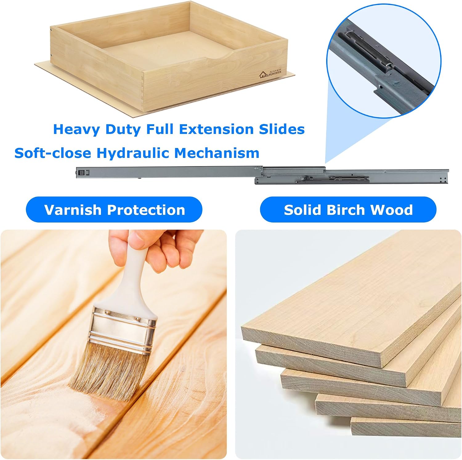Thumbnail 3 de WelFurGeer Soft Close Pull Out Drawers for Kitchen Cabinets (29" x 21" Pull-Out Organizer)