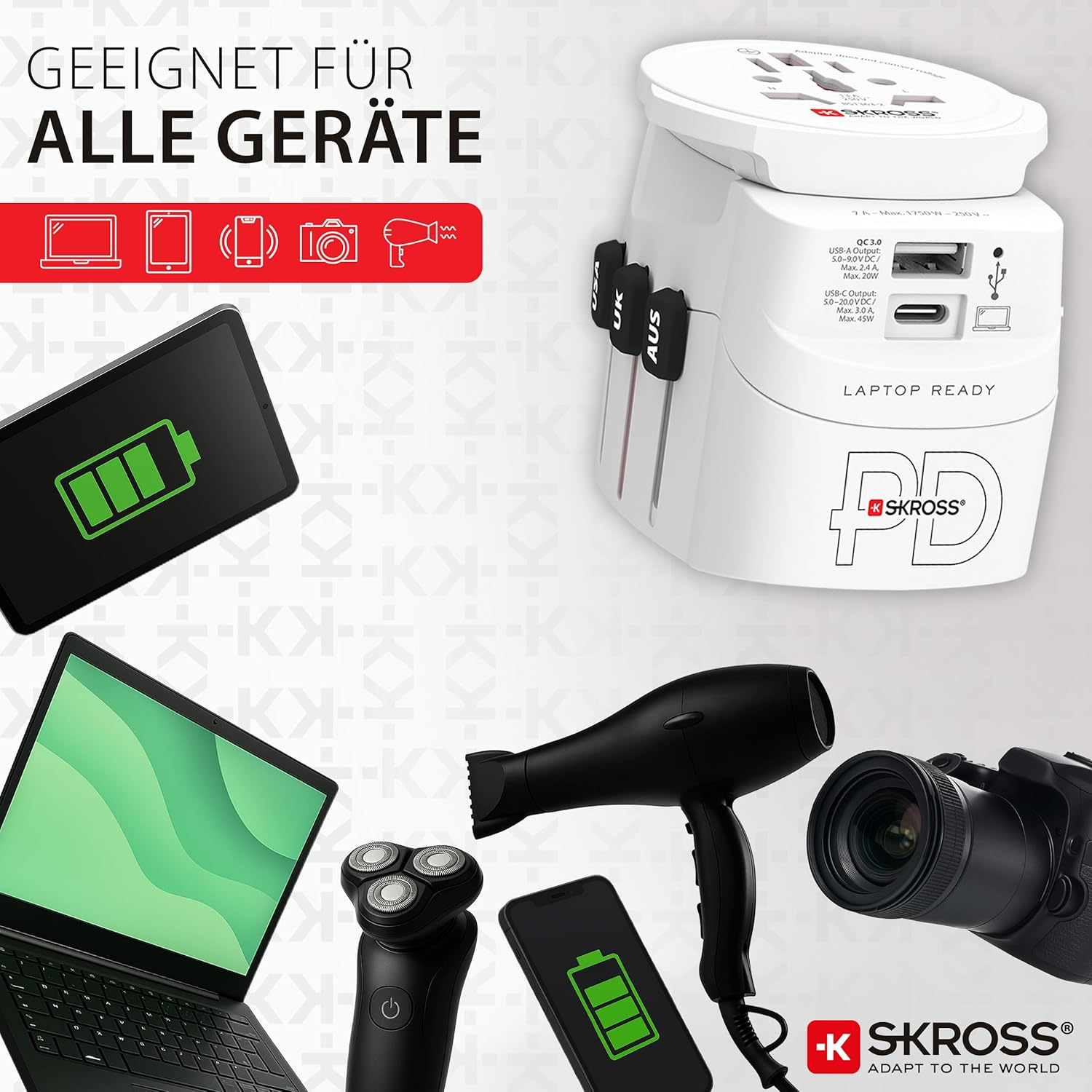 Thumbnail 4 de SKROSS PRO Light USB universeller Reiseadapter mit USB-A & USB-C für USA, UK, Australien und Europa