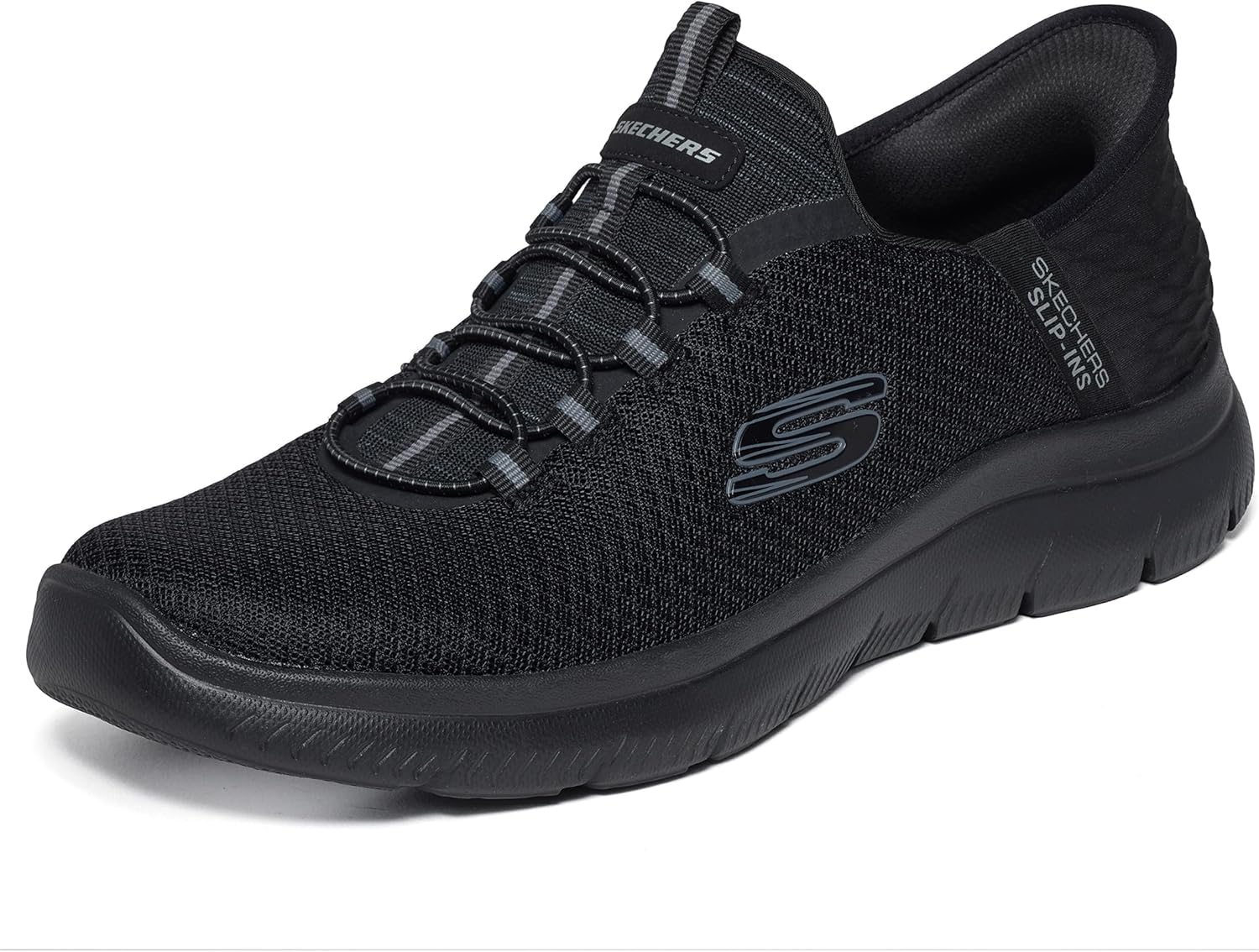 Detalle de Skechers Herren Summits High Range Slip-In Turnschuhe – Black Mesh/Trim, 45 EU