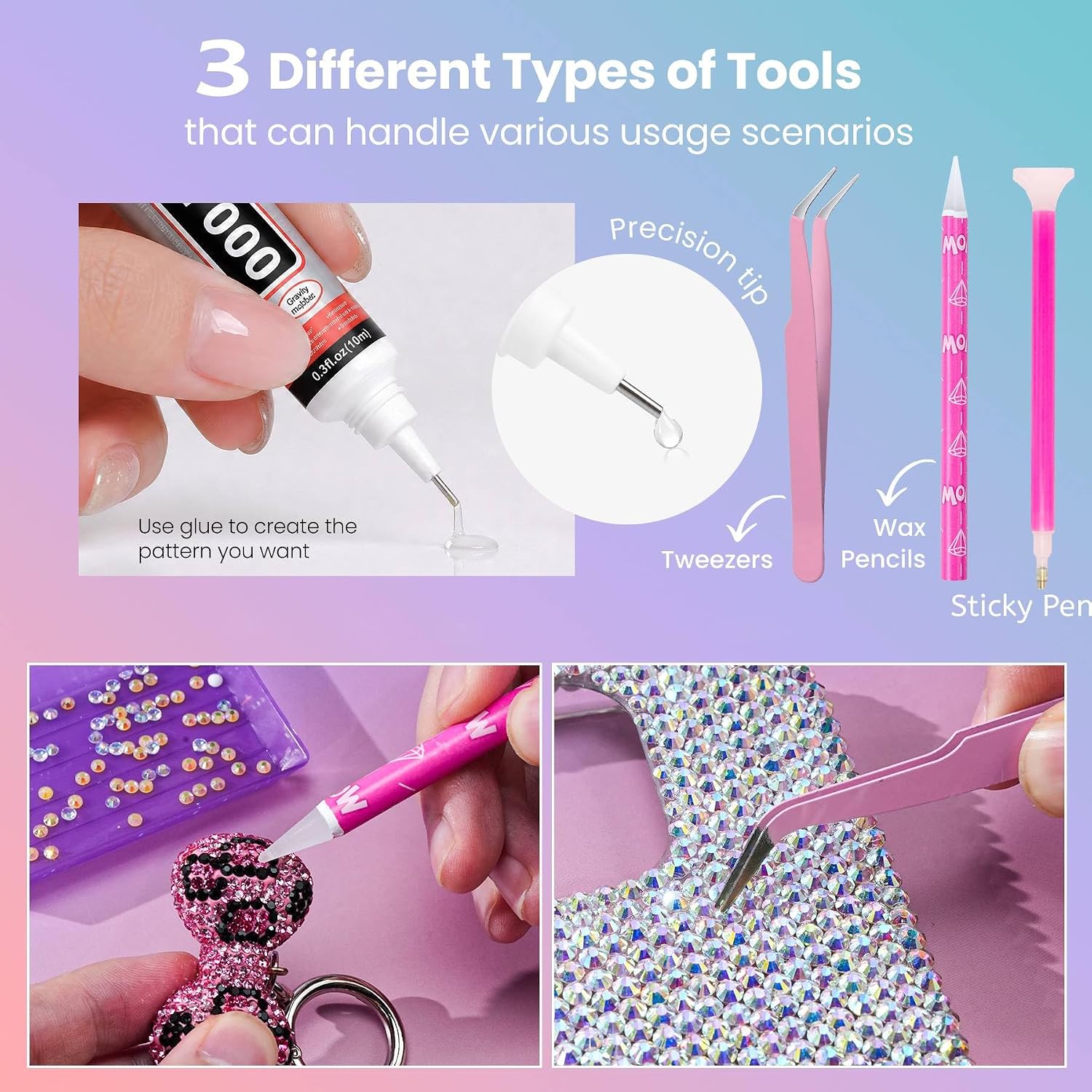 Detalle 2 de 70000Pcs 48 Colors Bedazzling Kit: All-in-One Rhinestone Craft Set with Glue & Tools