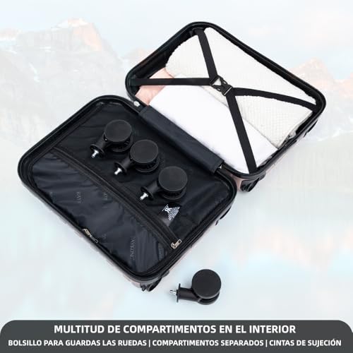 Thumbnail 4 de RAYKONG maleta de cabina de ABS 40x30x20 cm (24 L) con ruedas desmontables y cerradura numérica – RosaDorada