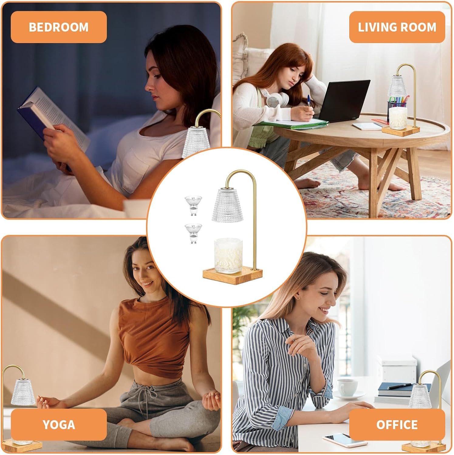 Thumbnail 6 de Candle Warmer Lamp with Timer & Dimmer (2 Bulbs) electric flameless wax melt warmer