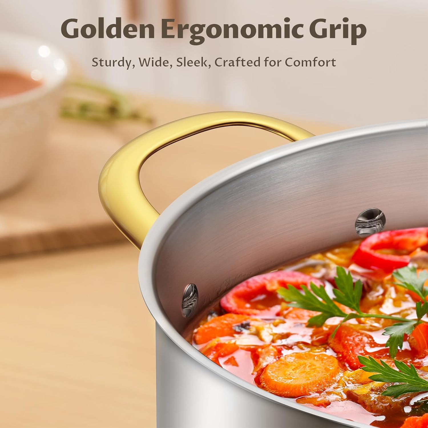 Thumbnail 4 de BEZIA 6-Quart Stainless Steel Stock Pot with 3-Ply Core