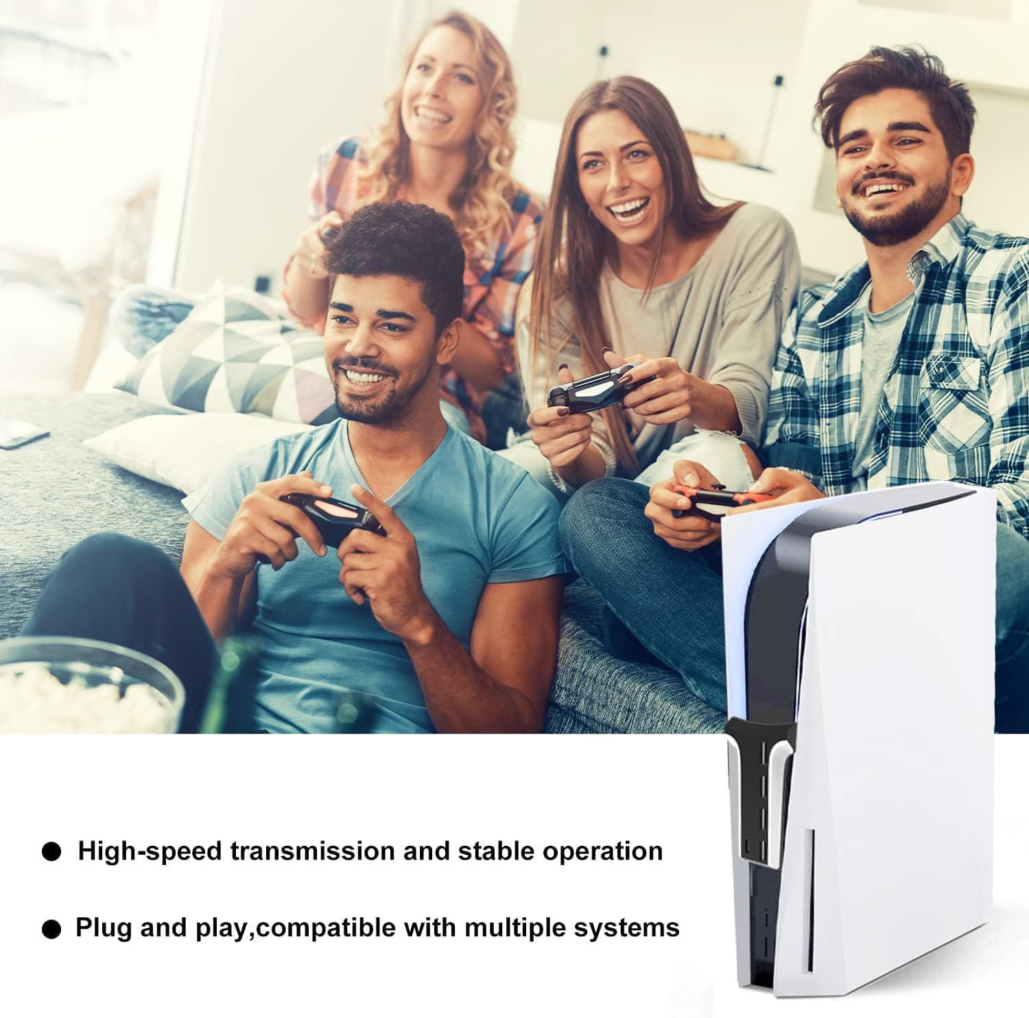 Detalle de 5-Port USB Hub for PS5 Console Expansion – Compact, High-Speed USB Hub