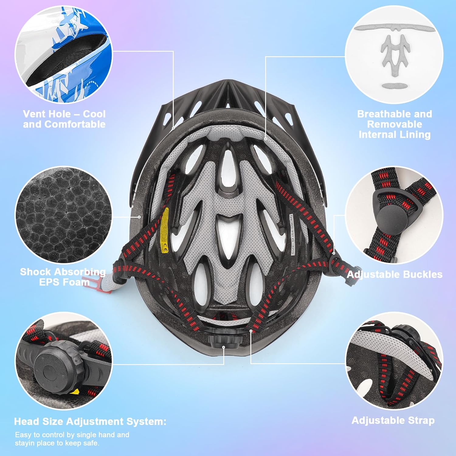 Detalle 2 de Zamufo Kids Bike Helmet for Age 8-15 with Visor – Lightweight, Adjustable, 54-59cm