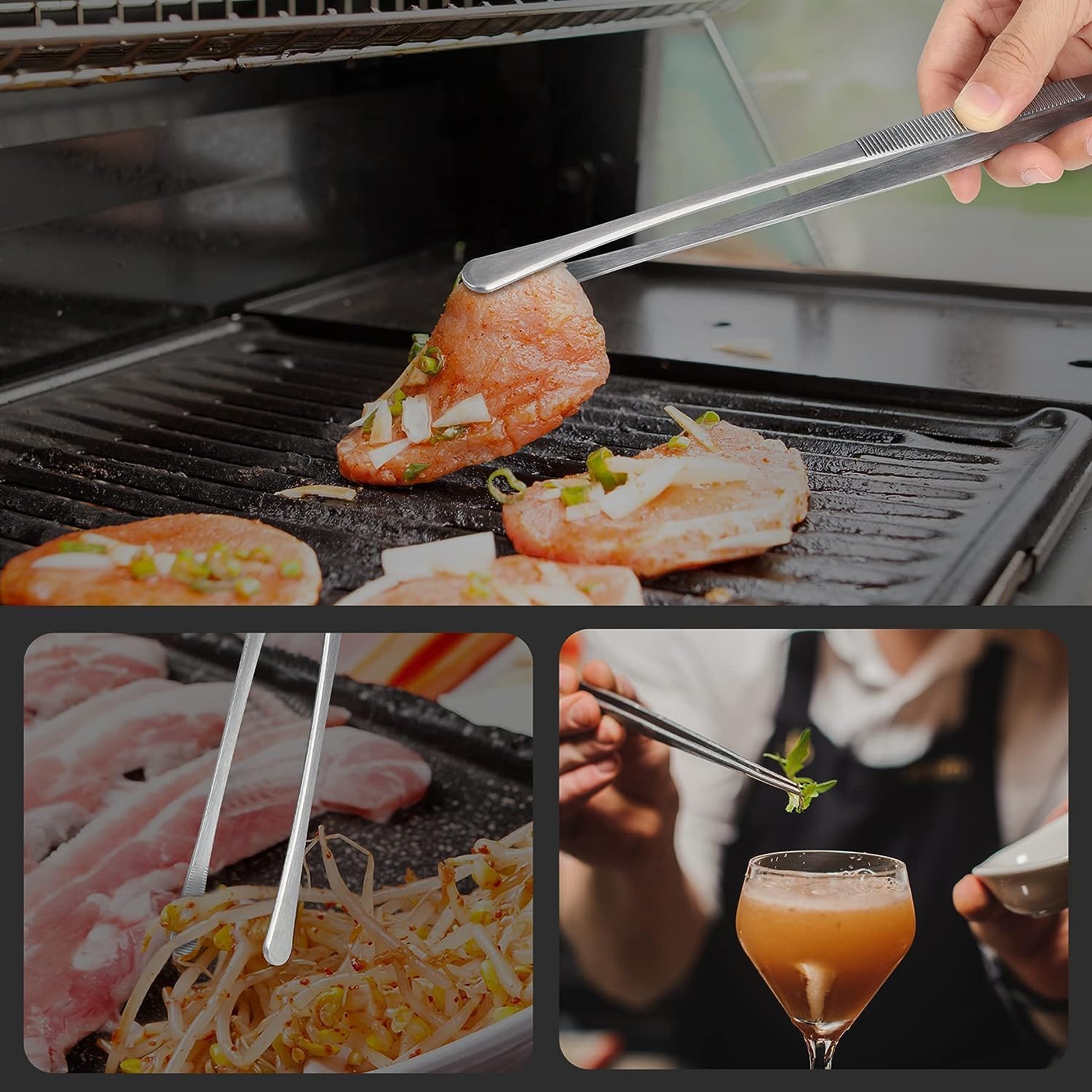 Thumbnail 3 de Hotec Grillzange Edelstahl Lang 30 cm Kochpinzette Küche 🍽