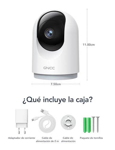 Thumbnail 8 de GNCC 2K 3MP Cámara Vigilancia WiFi Interior Pack 4: Seguimiento 360°, Audio Bidireccional y Visión Nocturna