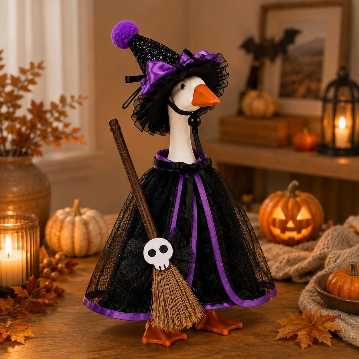 Detalle 1 de SECVOY Desk Goose Halloween Outfits, 7-Inch Purple Witch Costume Set