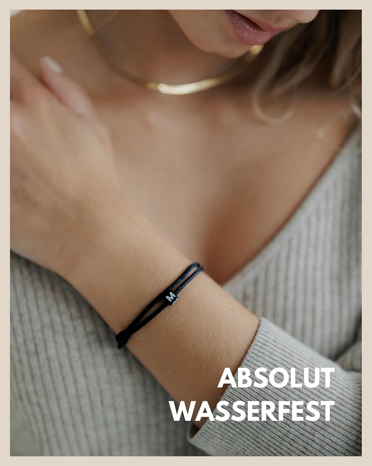 Thumbnail 5 de GD GOOD.designs Armband mit Buchstaben – Verstellbares Partnerarmband (14–25 cm) mit schwarz geflochtenem Seil