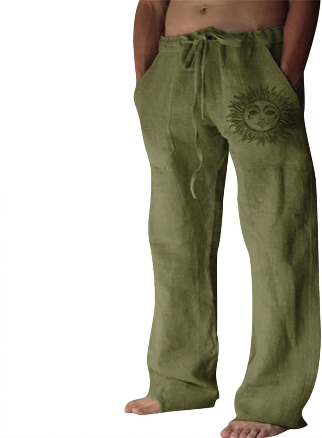 Detalle de Puimentiua Leinenhose Herren – Leicht, locker sitzend, Baumwolle mit Leinenstruktur (S–3XL)