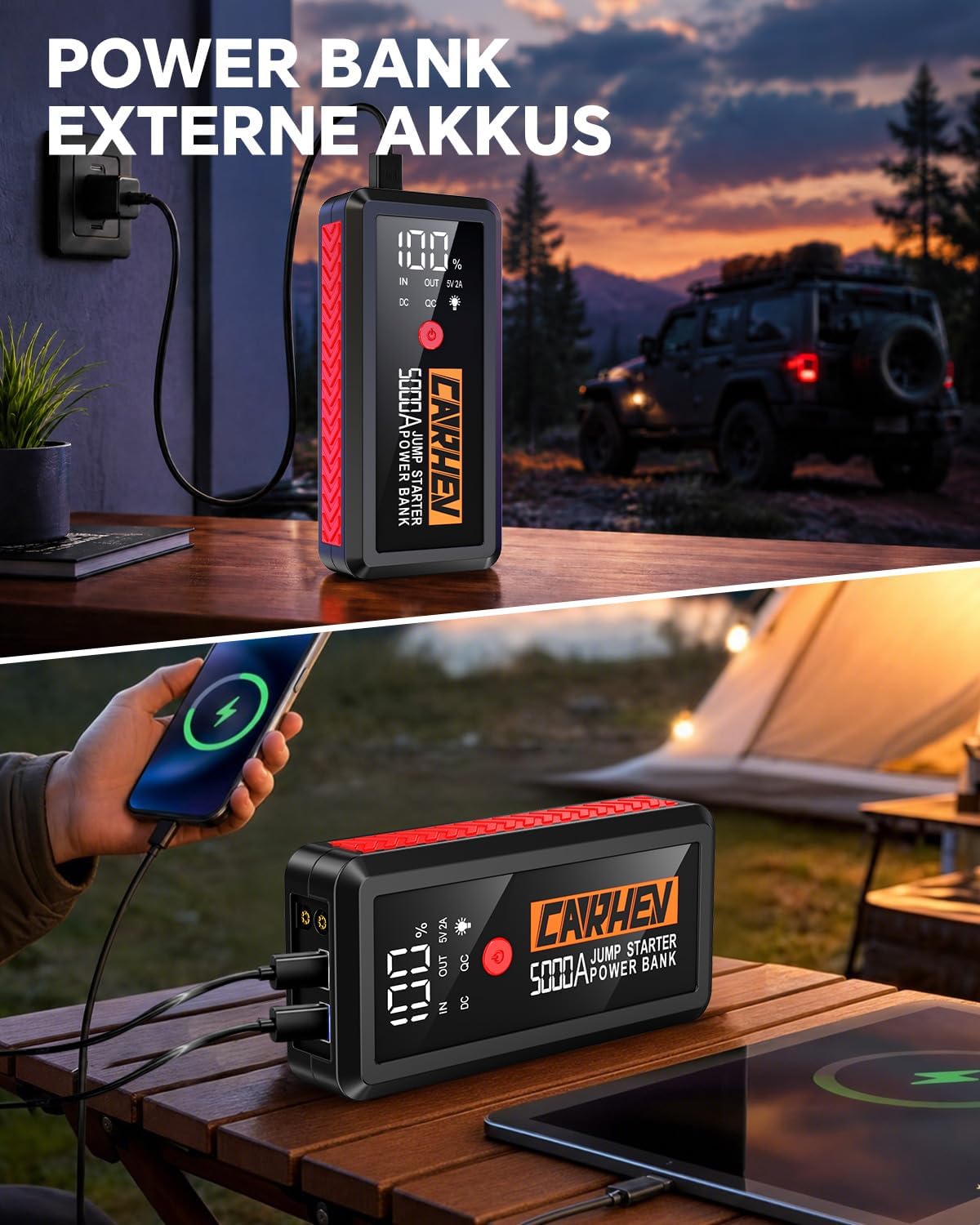 Detalle de CARHEV 5000A Starthilfe Powerbank 26.800 mAh