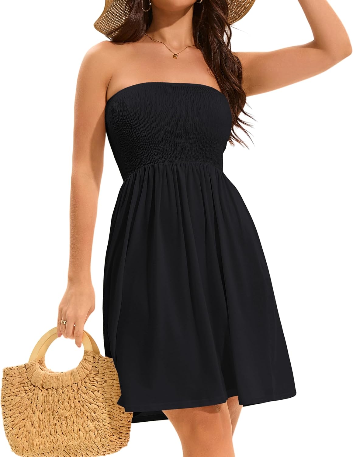Detalle de Elescat Summer Dress for Women 2026 Strapless Tube Top Sundress
