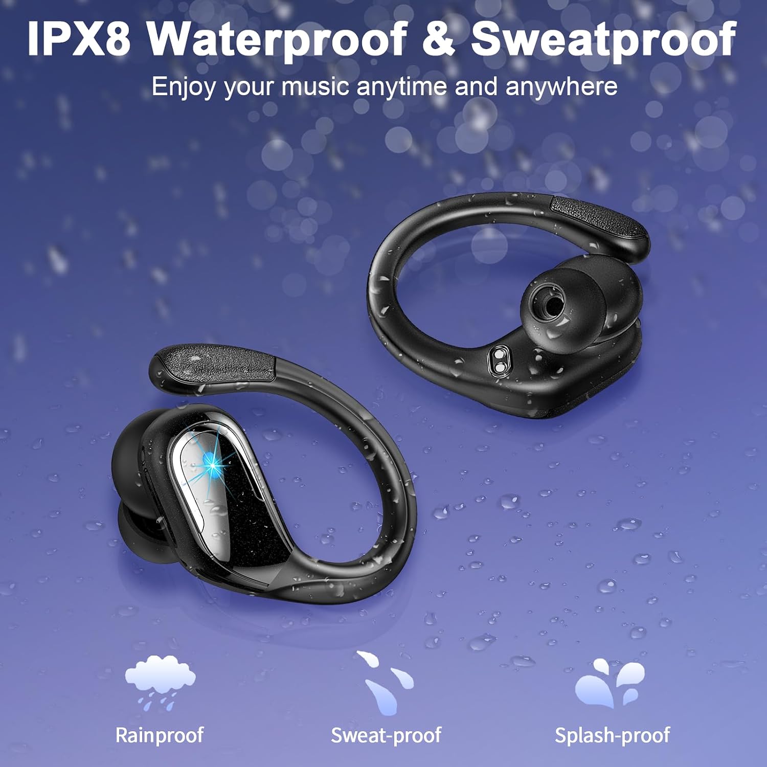 Thumbnail 6 de Rinsmola Bluetooth 5.4 Sport Kopfhörer – IPX8, 75 Stunden Spielzeit, ENC & HD Mikrofon
