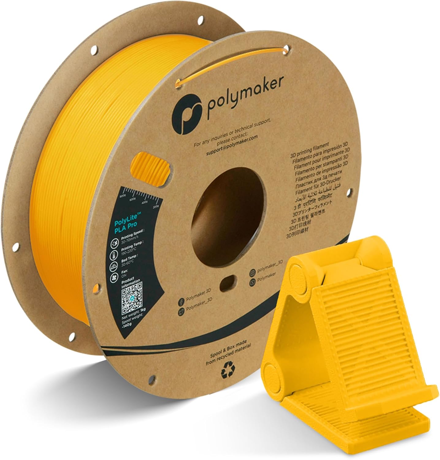 Detalle de Polymaker PA07009 PolyLite PLA Pro Filament, 1.75mm, 1kg Yellow
