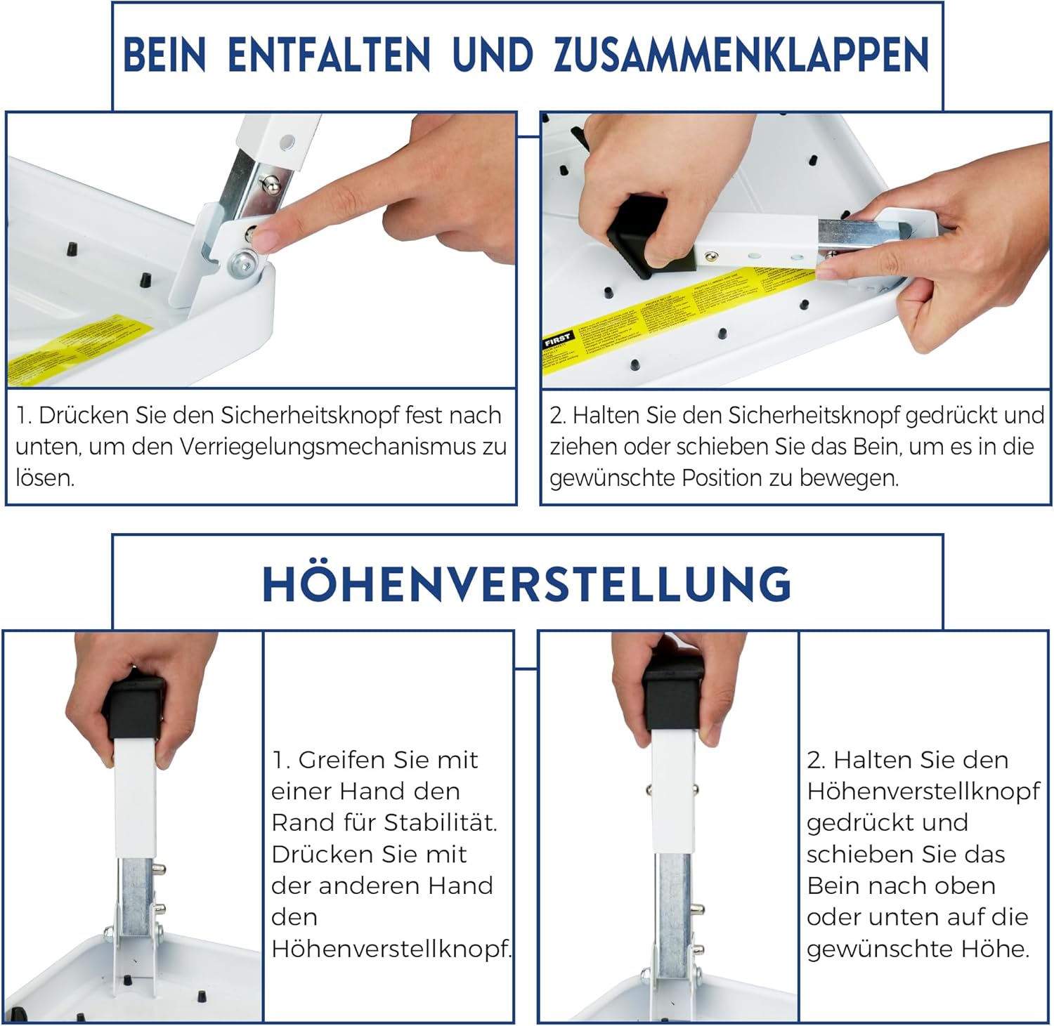 Thumbnail 6 de BONTEC Klapptritt mit 3 Höhenstufen bis 150 kg, faltbar & rutschfeste Plattform (weiß)