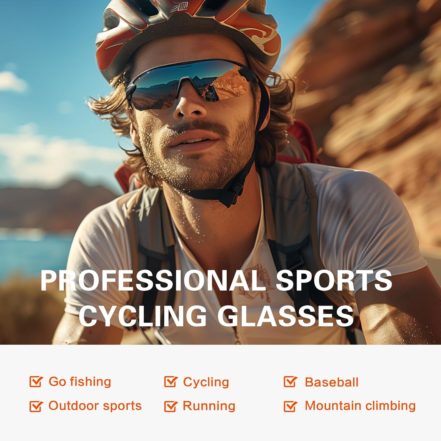 Detalle 2 de Polarised Cycling Glasses Sports Sunglasses for Men & Women (Wrap-Around Bike / MTB / Ski / Racing)
