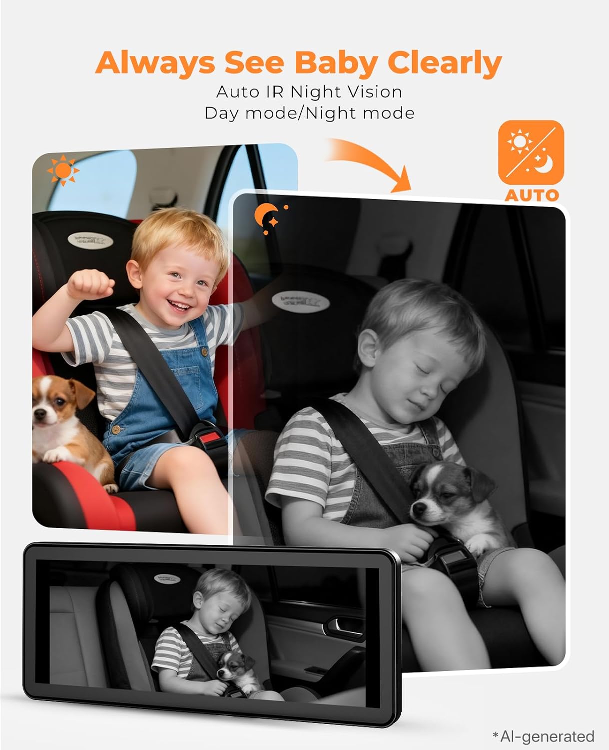 Detalle 1 de LUCKVIEW Dual Baby Car Camera 7.2-Inch Display