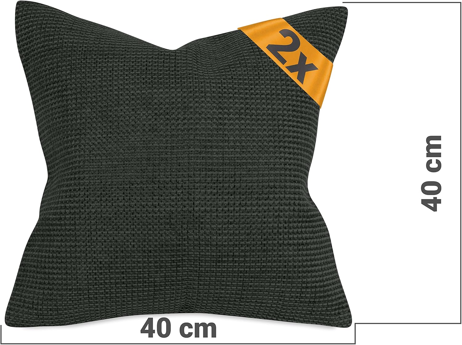 Thumbnail 2 de npluseins Lot de 2 Housse Coussin 40x40 Anthracite – Texture Tapisserie et Finition Raffinée