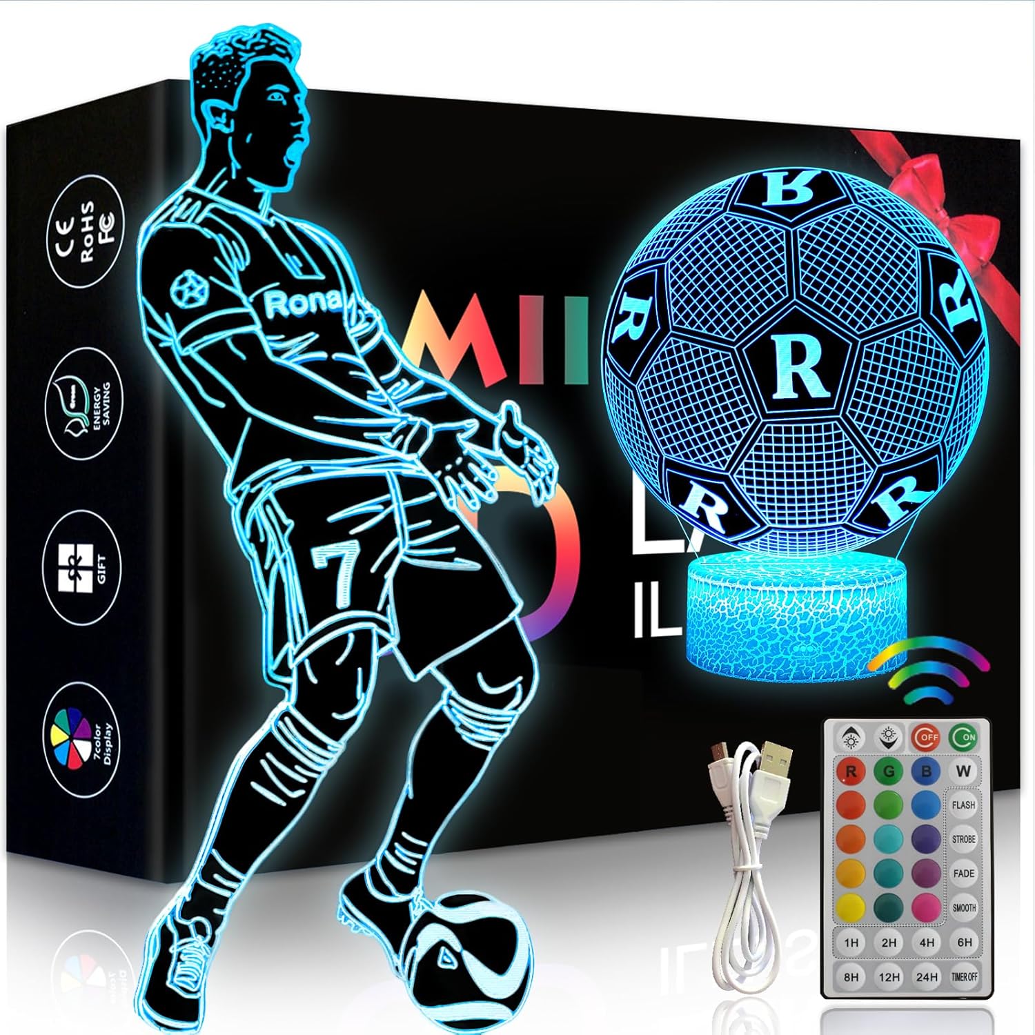 Detalle de Fußball Nachtlicht 2er Pack Nr.7