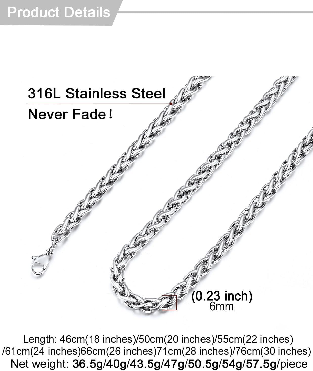 Thumbnail 6 de U7 Chaîne Homme Maille Spiga 6 mm