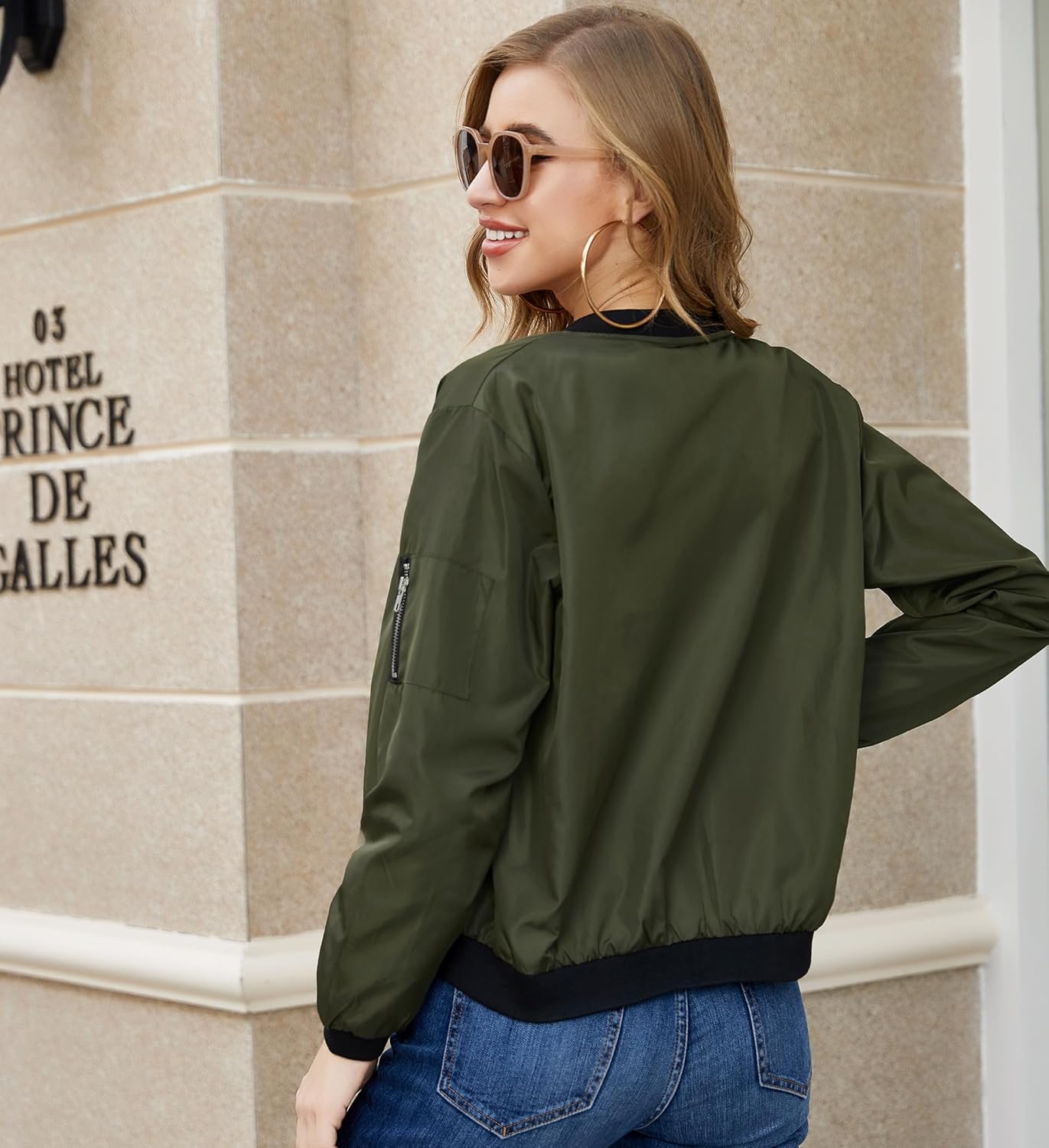 Thumbnail 4 de Zeagoo Bomberjacke Damen: Kurze Blouson Jacke – leichte Pilotenjacke im Freizeitlook