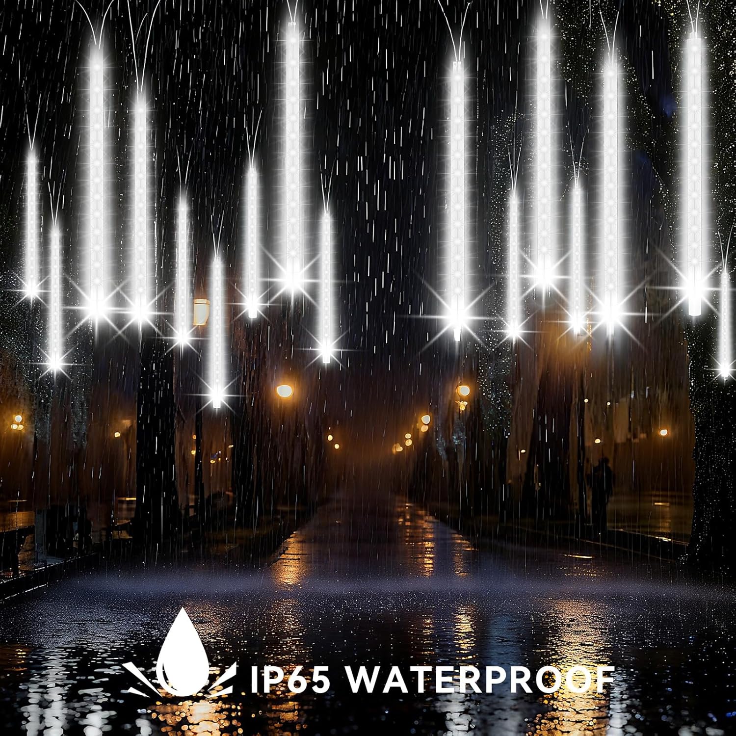 Thumbnail 4 de Wudyfei Outdoor Christmas Lights – 10 x 30cm 240 LED Meteor Shower Icicle Lights (Cool White)