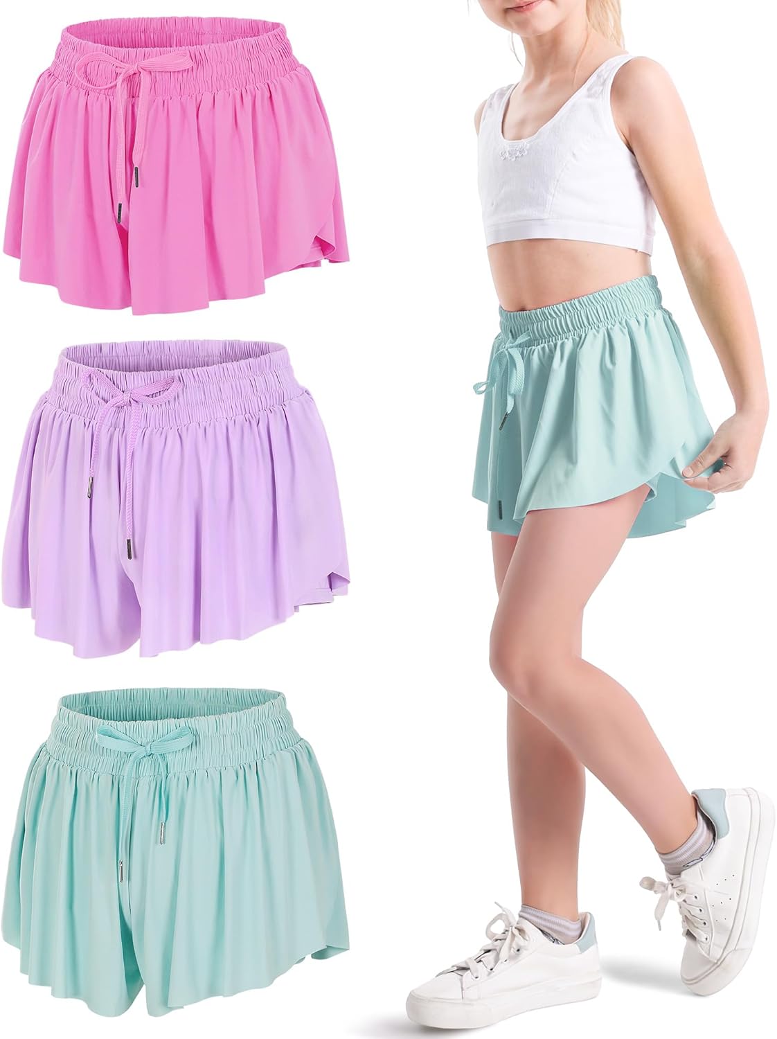 KEREDA Butterfly Shorts 2-in-1 for Girls